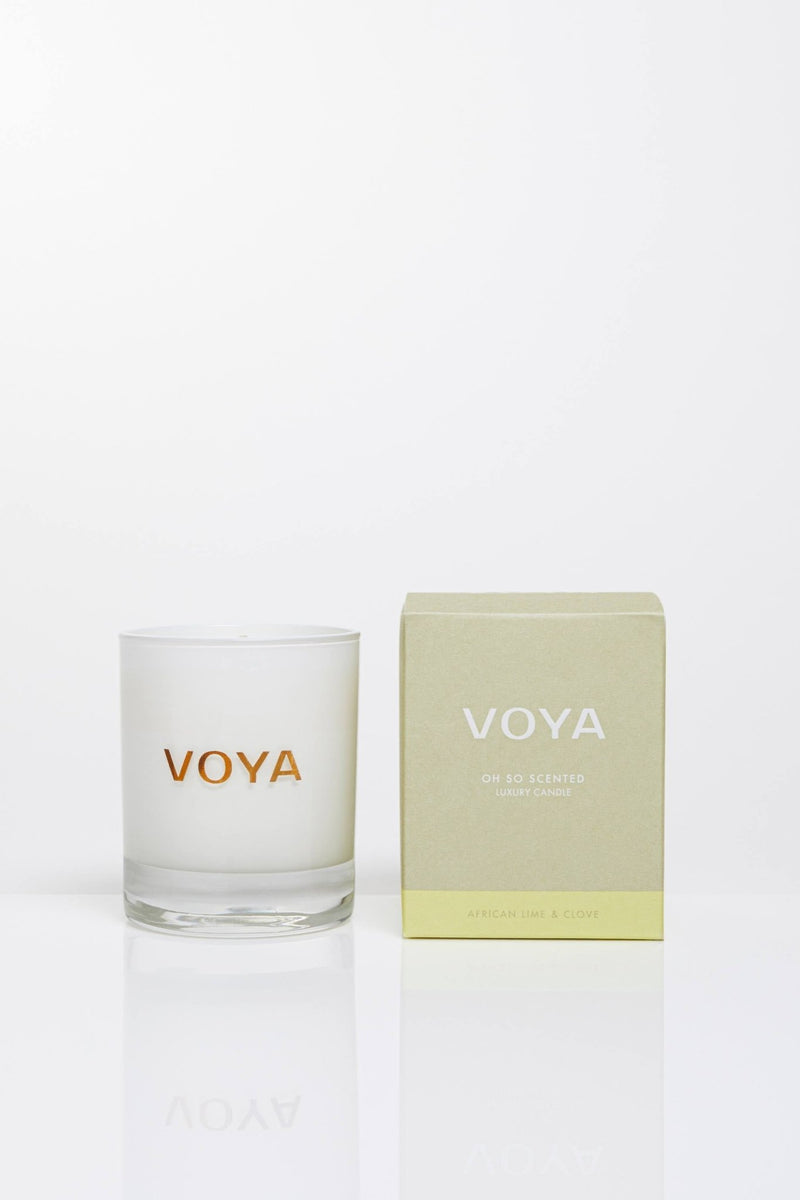 Voya African Lime & Clove Natural Scented Candle with outer box