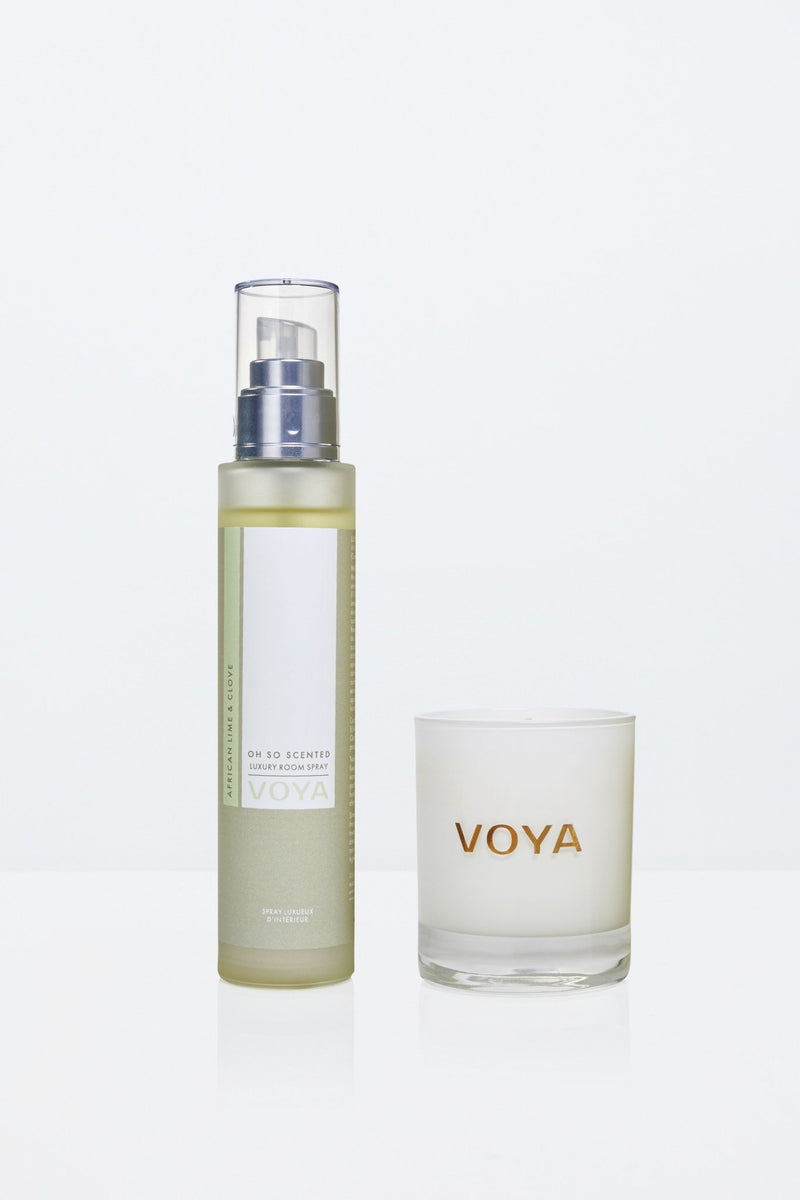 Voya African Lime & Clove Scented Candle and Room Spray Bundle