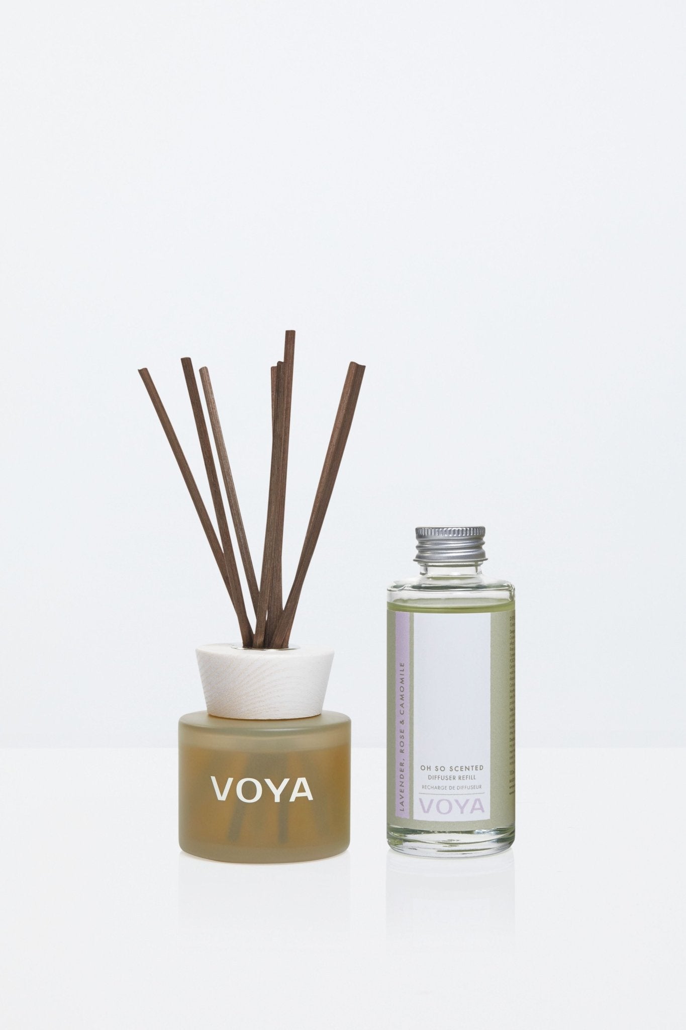 Lavender, Rose & Camomile Reed Diffuser & Refill Bundle – VOYA Organic ...