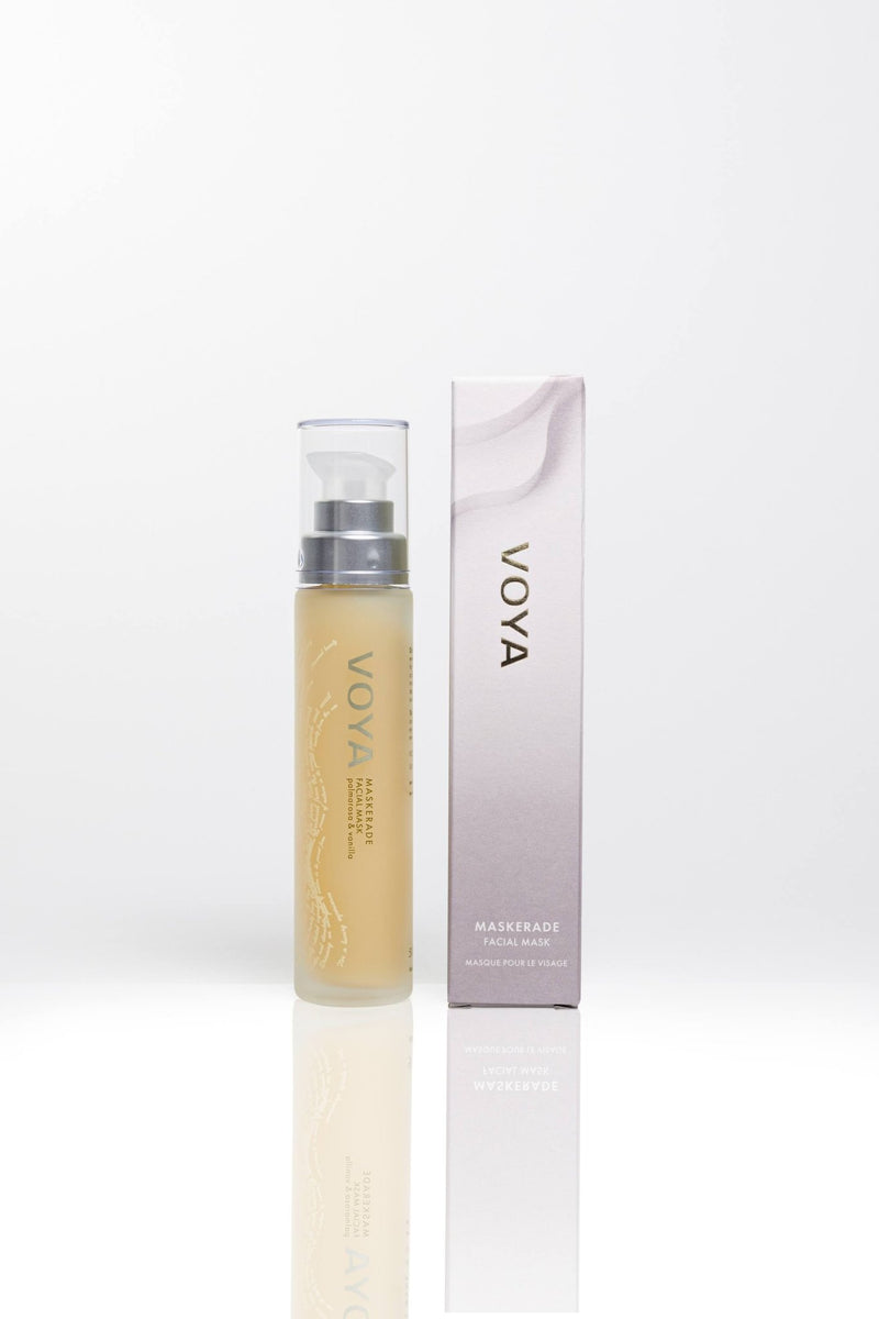 voya maskerade soothing organic face mask with outer packaging